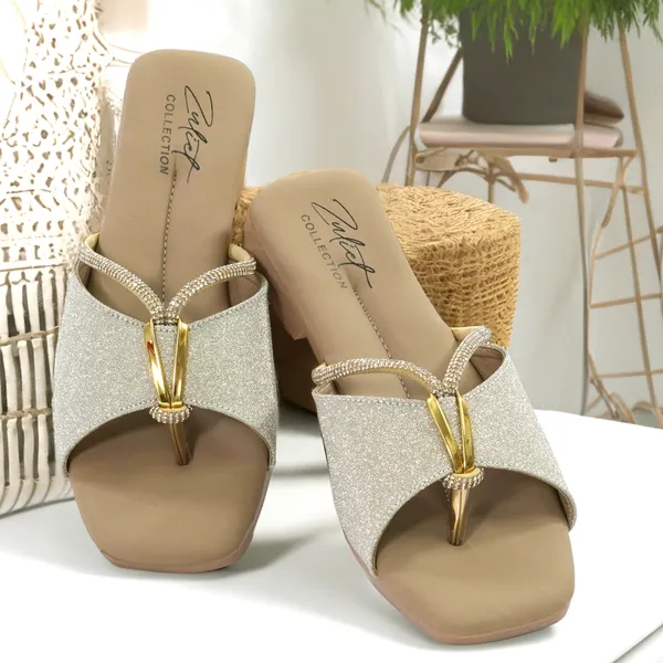 Silver_Synthetic_Leather_Glitter_Flat_Sandals_For_Women