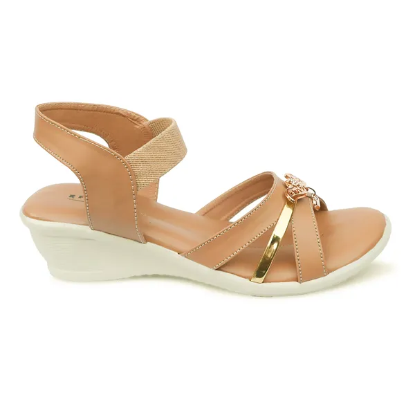 Beige_Synthetic_Leather_Ankle_Strap_Wedge_Sandals_For_Women