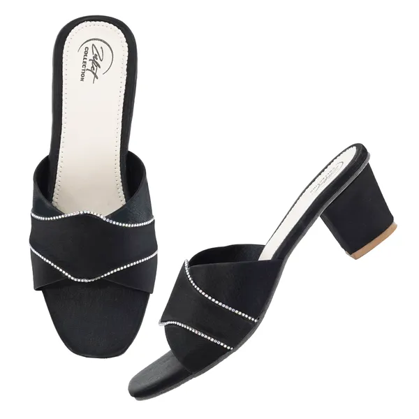 Black_Synthetic_Leather_Slip-On_Block_Heel_Sandals_For_Women