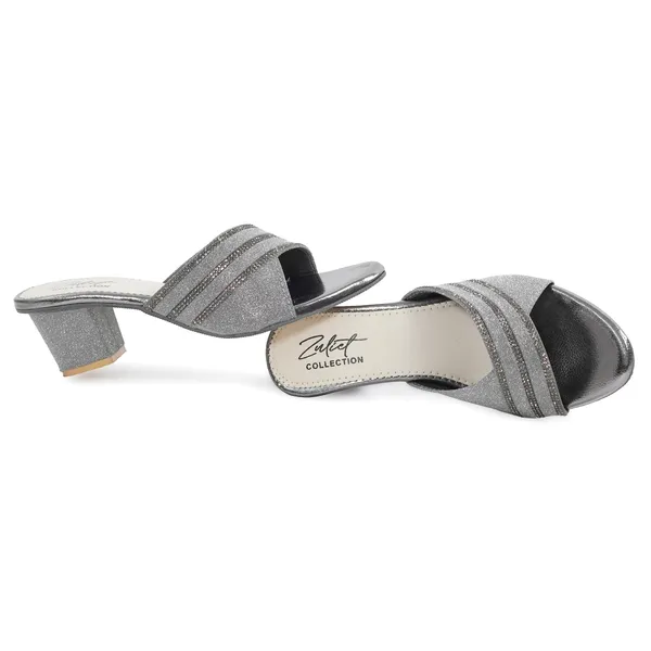 Grey_Glitter_Block_Heel_Slip_On_Mules_For_Women