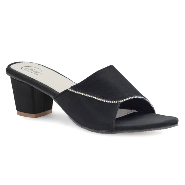 Black_Synthetic_Leather_Slip-On_Block_Heel_Mules_For_Women