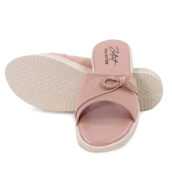 Pink_Synthetic_Leather_Bow_Detail_Wedge_Sandals_For_Women