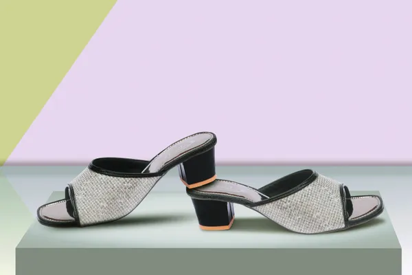 Silver_Synthetic_Block_Heel_Mules_For_Women