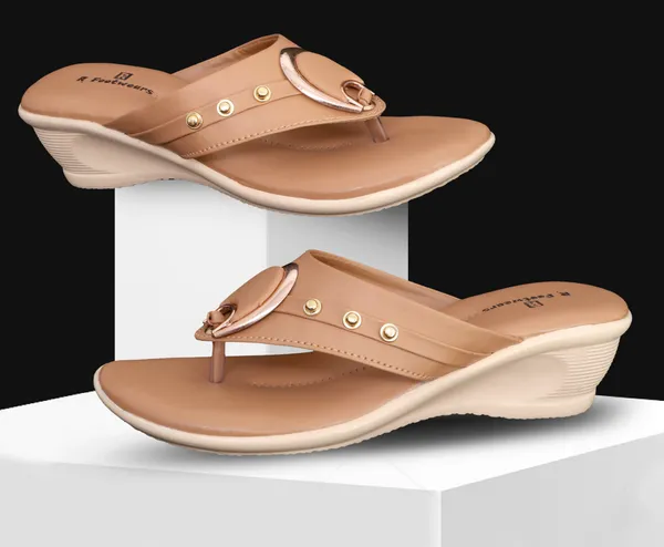 Tan_Synthetic_Leather_Stud_Accent_Wedge_Flip_Flops_For_Women