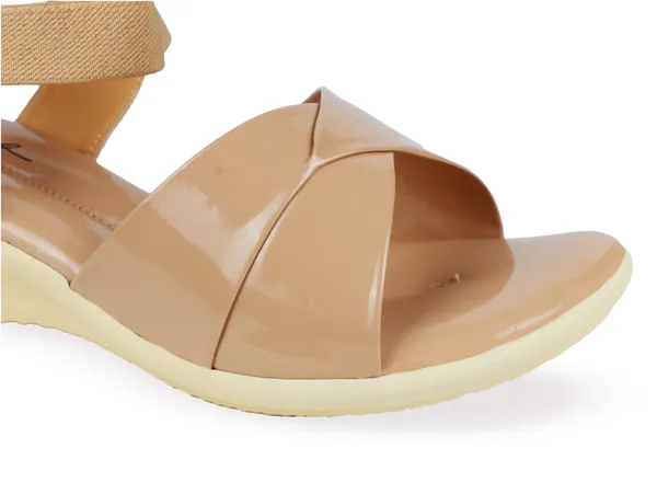 Beige_Patent_Leather_Overlapping_Strap_Sandals_For_Women