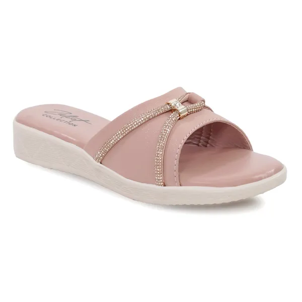 Pink_Synthetic_Leather_Embellished_Slip-On_Sliders_For_Women