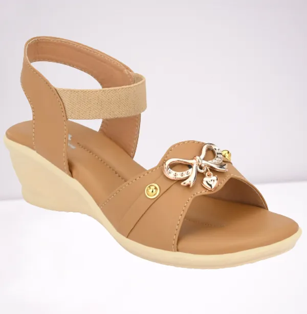 Tan_Synthetic_Leather_Bow_Embellished_Slingback_Sandals_For_Women