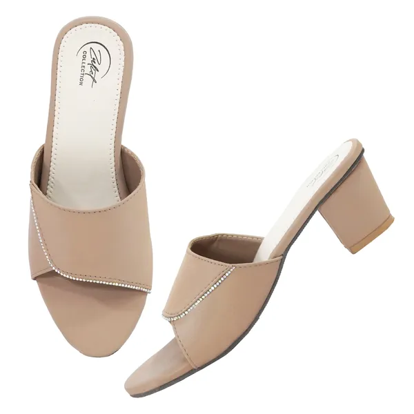 Beige_Synthetic_Leather_Open_Toe_Block_Heel_Mules_For_Women
