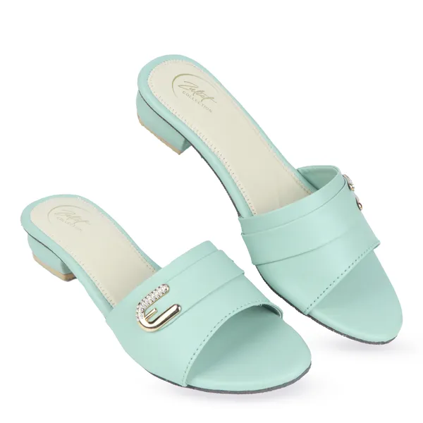 Mint_Green_Synthetic_Leather_Embellished_Flat_Sandals_For_Women