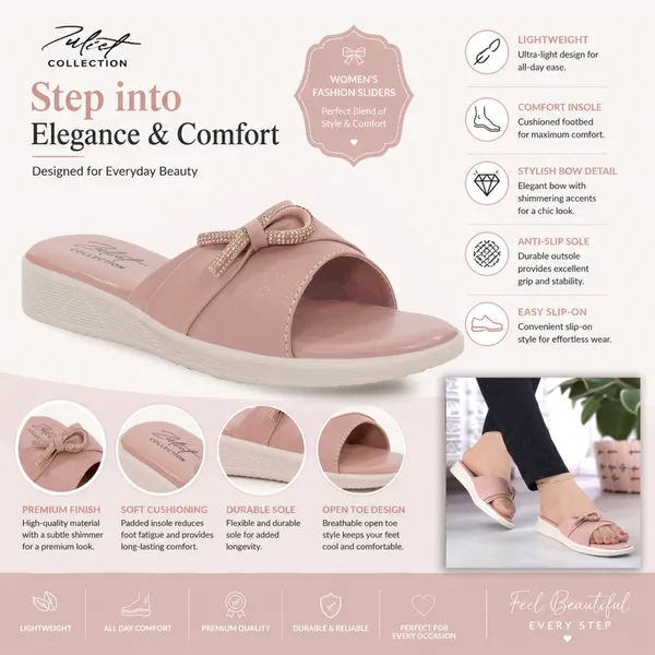Pink_Synthetic_Leather_Bow_Detail_Wedge_Sandals_For_Women