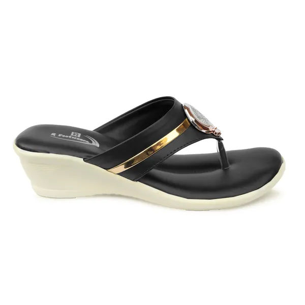 Black_Synthetic_Leather_Embellished_Slip-On_Wedge_Sandals_For_Women