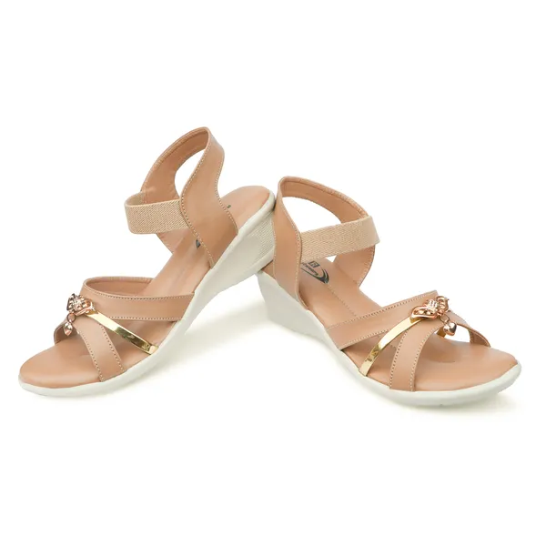 Beige_Synthetic_Leather_Ankle_Strap_Wedge_Sandals_For_Women