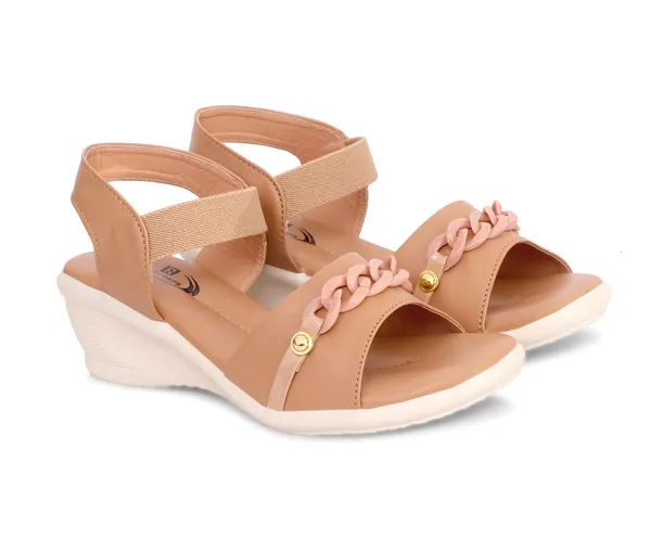 Beige_Synthetic_Leather_Chain_Accent_Wedge_Sandals_For_Women