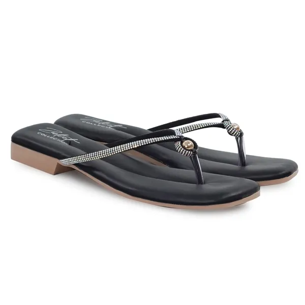Black_Synthetic_Leather_Embellished_Low_Heel_Sandals_For_Women