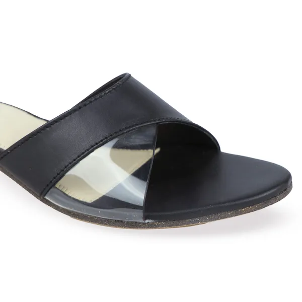Black_Synthetic_Leather_Flat_Open_Toe_Sandals_For_Women