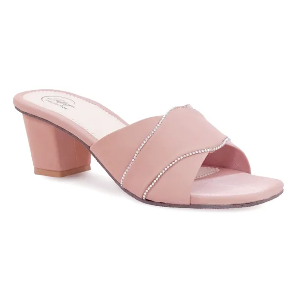 Pink_Synthetic_Leather_Rhinestone_Block_Heel_Mules_For_Women