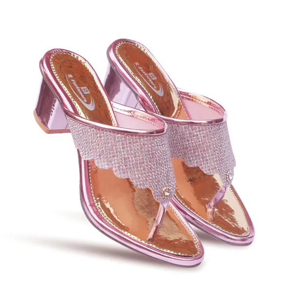 Pink_Synthetic_Glitter_Embellished_Block_Heel_Sandals_For_Women