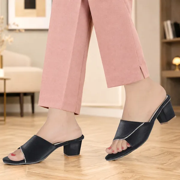 Black_Synthetic_Leather_Slip-On_Block_Heel_Mules_For_Women