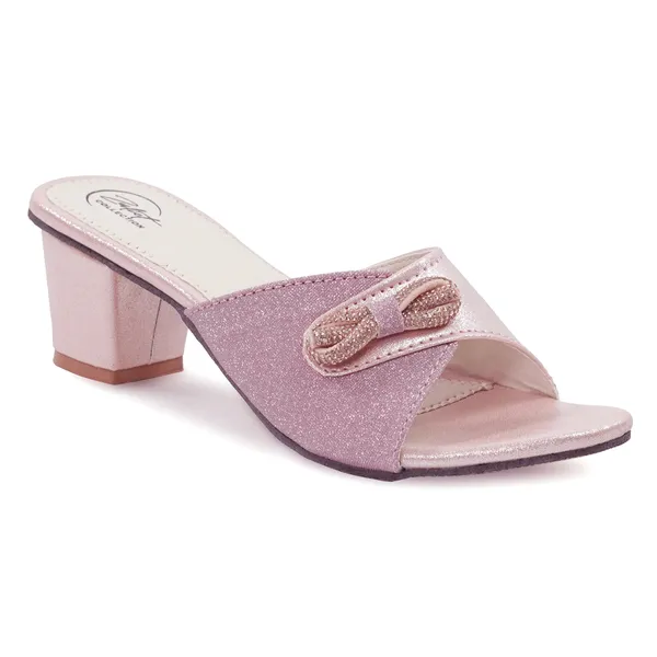Pink_Synthetic_Shimmer_Bow_Slip-On_Block_Heel_Sandals_For_Women