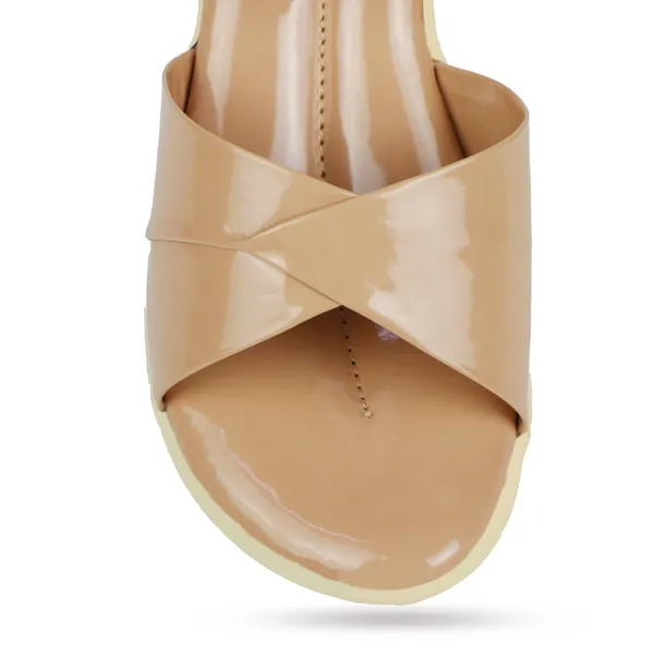 Beige_Patent_Leather_Overlapping_Strap_Sandals_For_Women