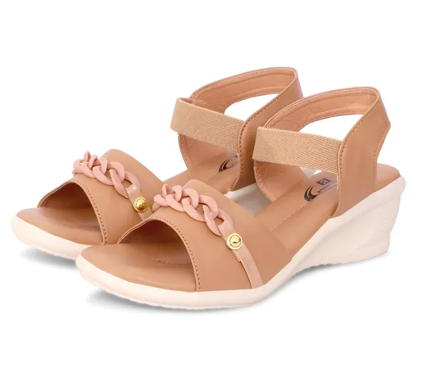 Beige_Synthetic_Leather_Chain_Accent_Wedge_Sandals_For_Women
