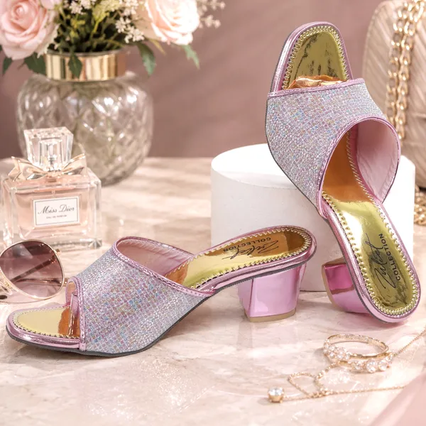 Pink_Glitter_Block_Heel_Mules_for_Women