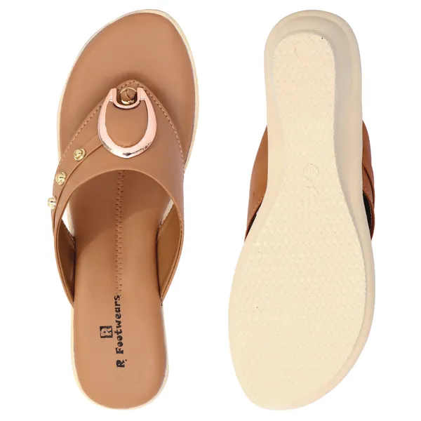 Tan_Synthetic_Leather_Stud_Accent_Wedge_Flip_Flops_For_Women