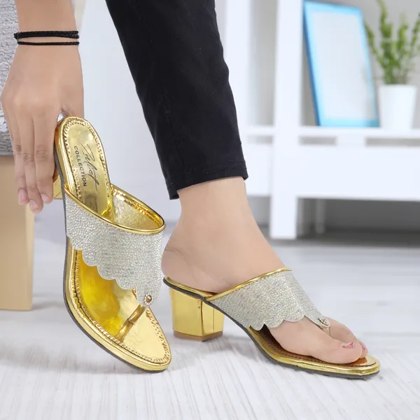 Gold_Synthetic_Embellished_Scalloped_Block_Heel_Sandals_For_Women