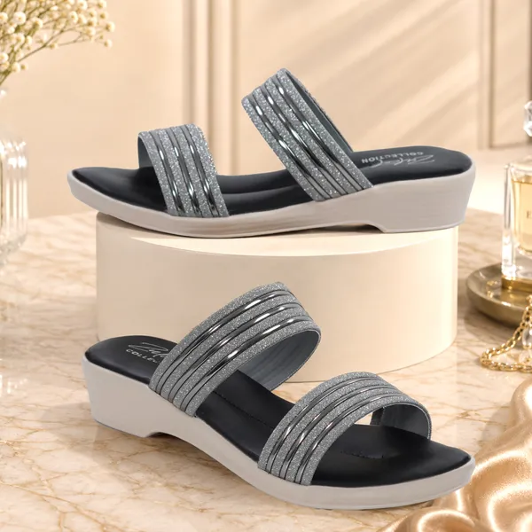 Silver_Synthetic_Glitter_Multi-Strap_Wedge_Sandals_For_Women
