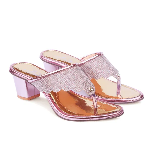 Pink_Synthetic_Glitter_Embellished_Block_Heel_Sandals_For_Women