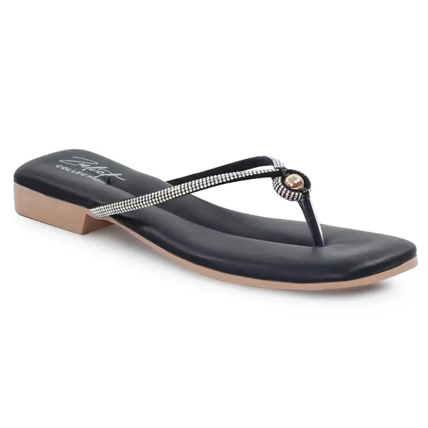 Black_Synthetic_Leather_Embellished_Low_Heel_Sandals_For_Women
