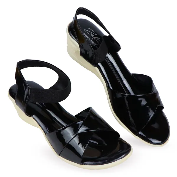 Black_Patent_Leather_Crisscross_Strap_Slingback_Sandals_For_Women