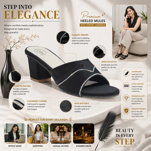 Black_Synthetic_Leather_Stone_Detail_Block_Heel_Sliders_For_Women