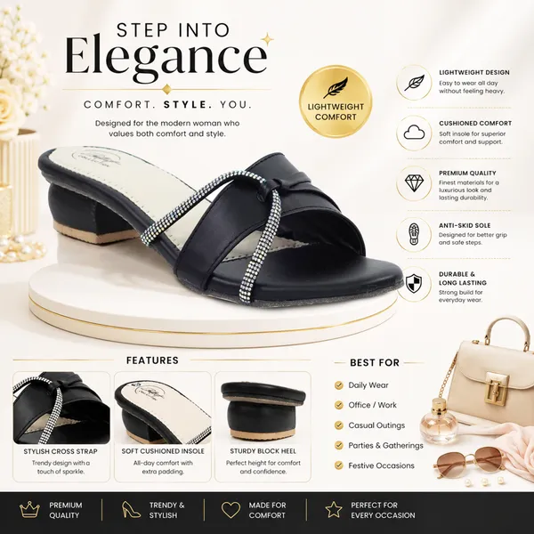Black_Synthetic_Leather_Embellished_Block_Heel_Sandals_For_Women