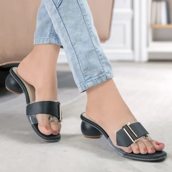 Black_Synthetic_Leather_Pointed_Toe_Heeled_Mules_For_Women