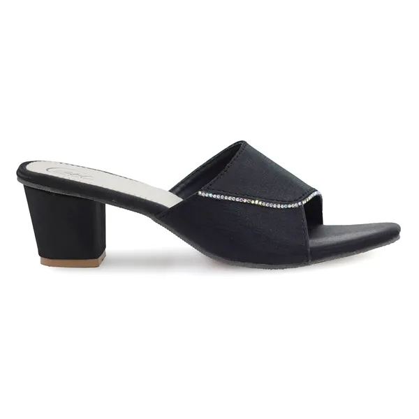 Black_Synthetic_Leather_Slip-On_Block_Heel_Mules_For_Women