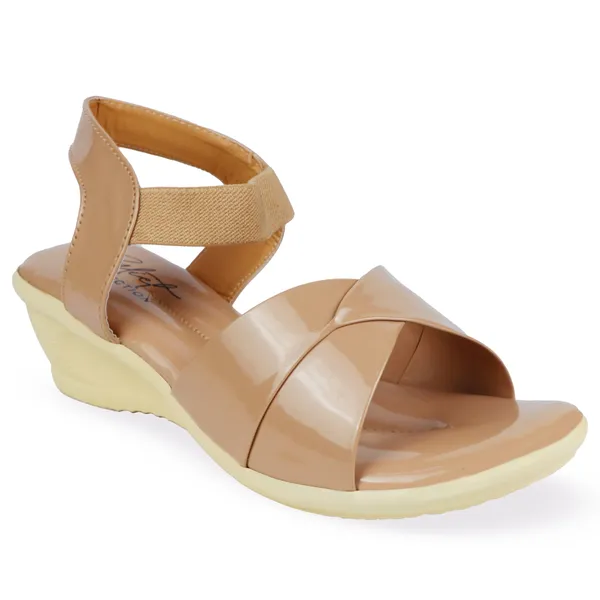 Beige_Patent_Leather_Overlapping_Strap_Sandals_For_Women