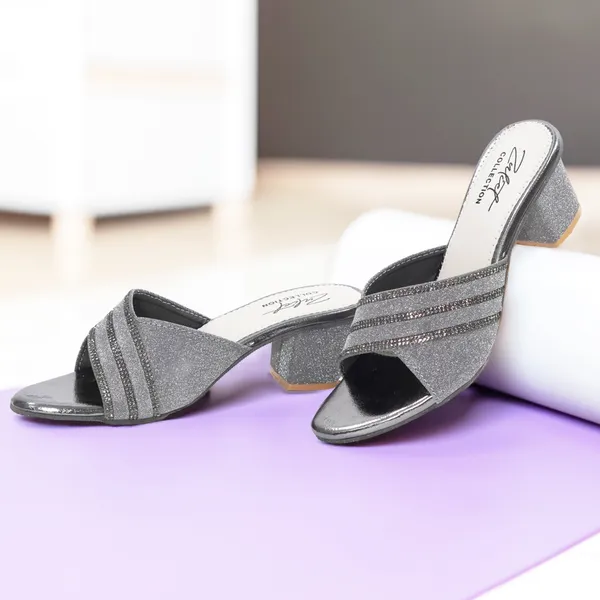 Grey_Glitter_Block_Heel_Slip_On_Mules_For_Women