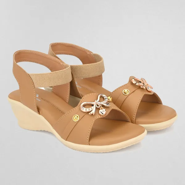 Tan_Synthetic_Leather_Bow_Embellished_Slingback_Sandals_For_Women