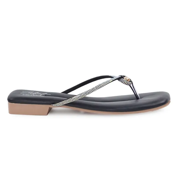 Black_Synthetic_Leather_Embellished_Low_Heel_Sandals_For_Women