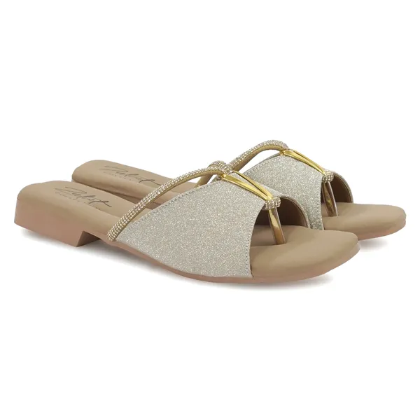Silver_Synthetic_Leather_Glitter_Flat_Sandals_For_Women