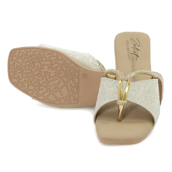 Silver_Synthetic_Leather_Glitter_Flat_Sandals_For_Women