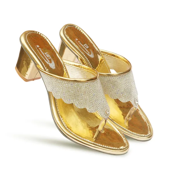 Gold_Synthetic_Embellished_Scalloped_Block_Heel_Sandals_For_Women