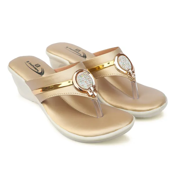 Beige_Synthetic_Leather_Floral_Embellished_Thong_Wedge_Sandals_For_Women