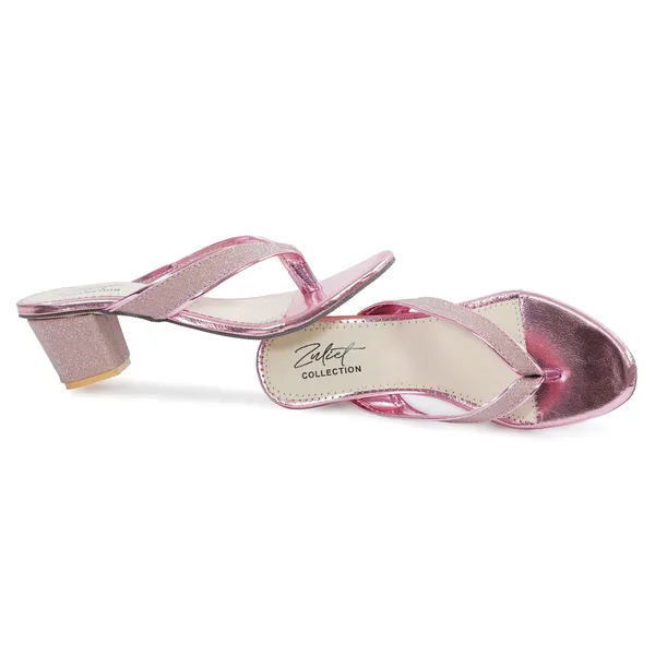 Pink_Metallic_Crossover_Strap_Block_Heel_Sandals_For_Women