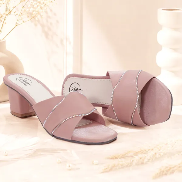 Pink_Synthetic_Leather_Rhinestone_Block_Heel_Mules_For_Women
