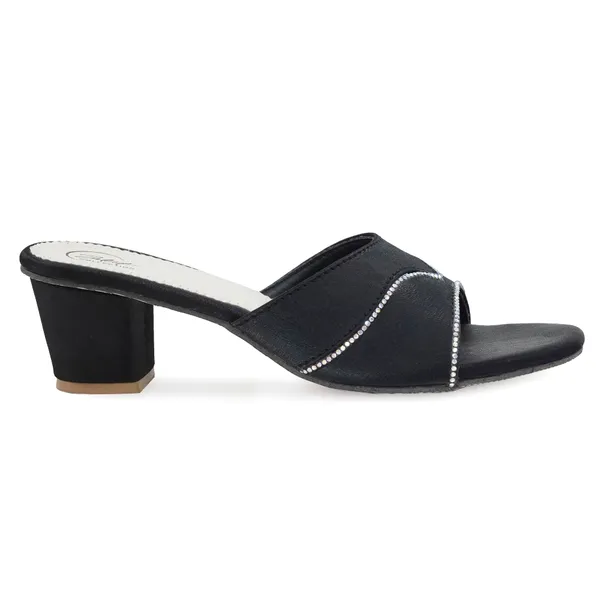 Black_Synthetic_Leather_Stone_Detail_Block_Heel_Sliders_For_Women