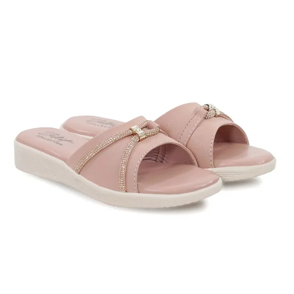 Pink_Synthetic_Leather_Embellished_Slip-On_Sliders_For_Women