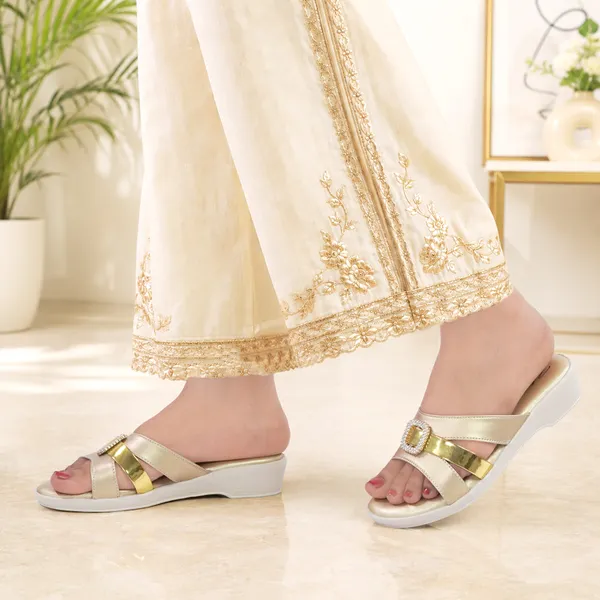 Beige_Synthetic_Leather_Metallic_Cross_Strap_Wedge_Sandals_For_Women