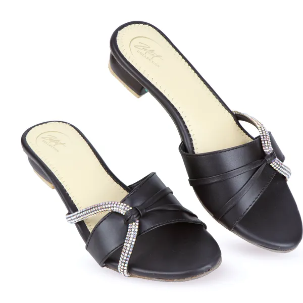 Black_Synthetic_Leather_Embellished_Block_Heel_Sandals_For_Women